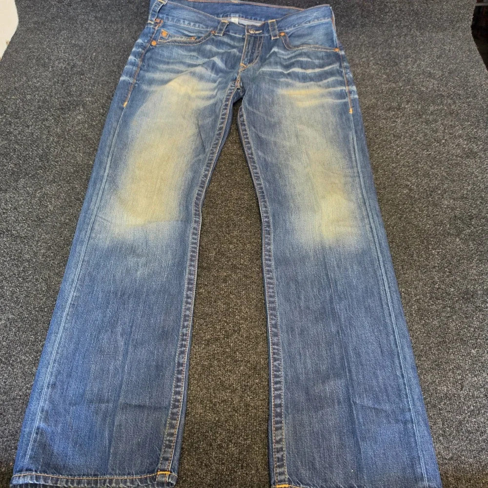 True Religion World Tour Straight Leg Jeans Mens 36 Medium Wash Blue Denim